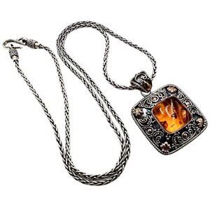 Suarti BA Womens Necklace Amber 18K Gold 925 Sterling Silver Best Jewelry Gift
